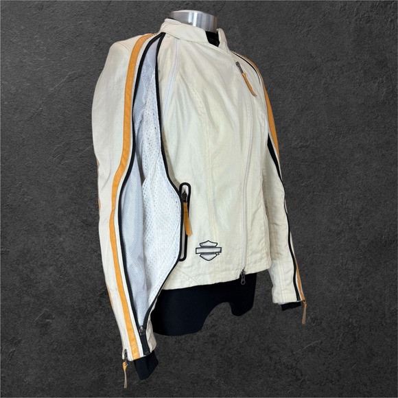 Harley Davidson Motorcycle Jacket Cream with Liner Biker Women's size Small - Picture 8 of 12